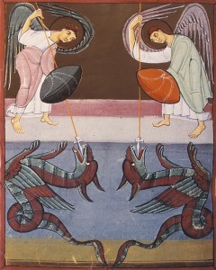 Michael Fights the Dragon, Folio 31, Bamberg Apocalypse.