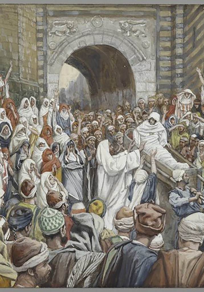 Detail, Raising the Son of the Widow of Nain, watercolor, James Tissot, 1886-1896, Brooklyn Museum.  Public Domain